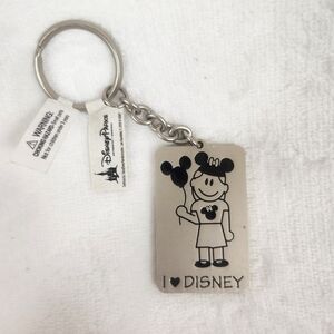 NWT Disney Parks Pewter Colored "I Love Disney" Keychain